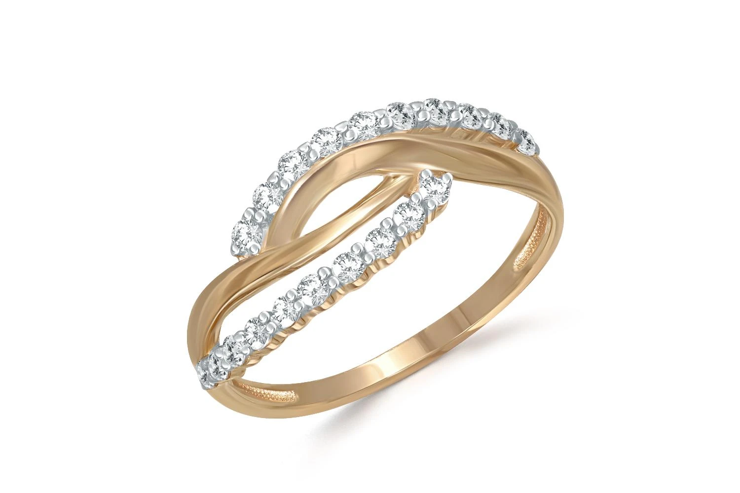 Кольцо из жёлтого золота с 20 фианитами