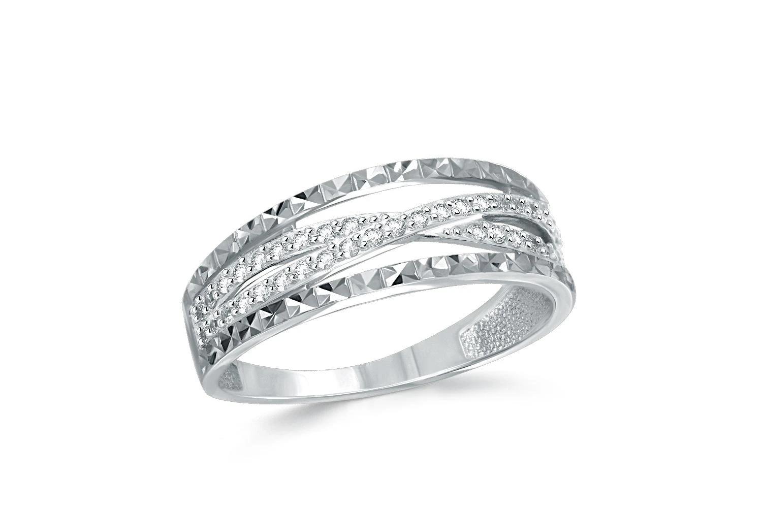 Кольцо из белого золота с 41 фианитами