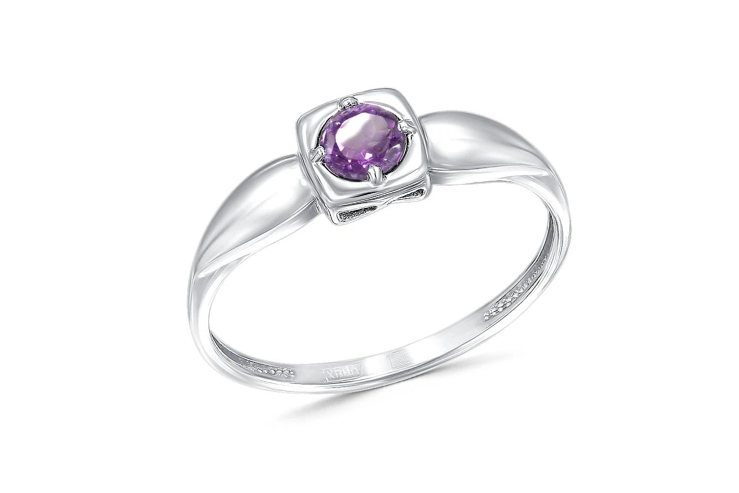 Кольцо из белого золота с аметистом