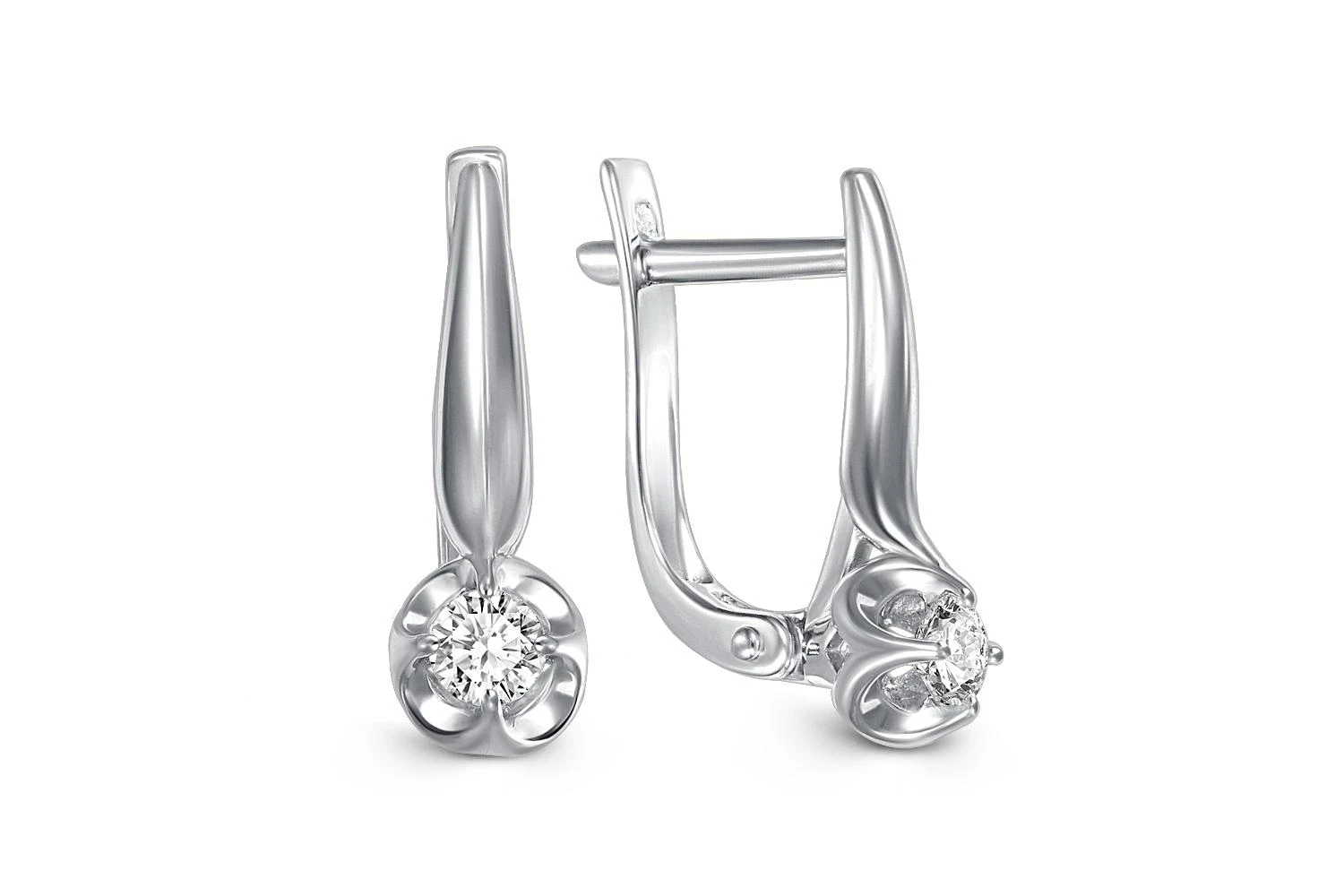 Серьги из белого золота с 2 бриллиантами