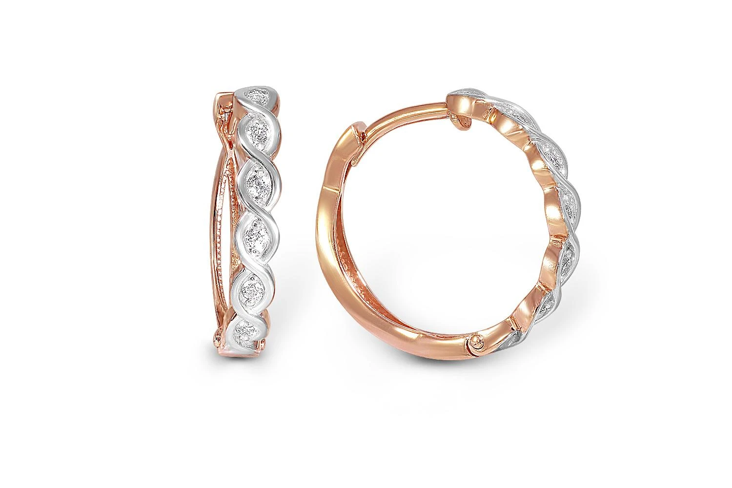 Серьги Дорожки из красного золота с 12 бриллиантами