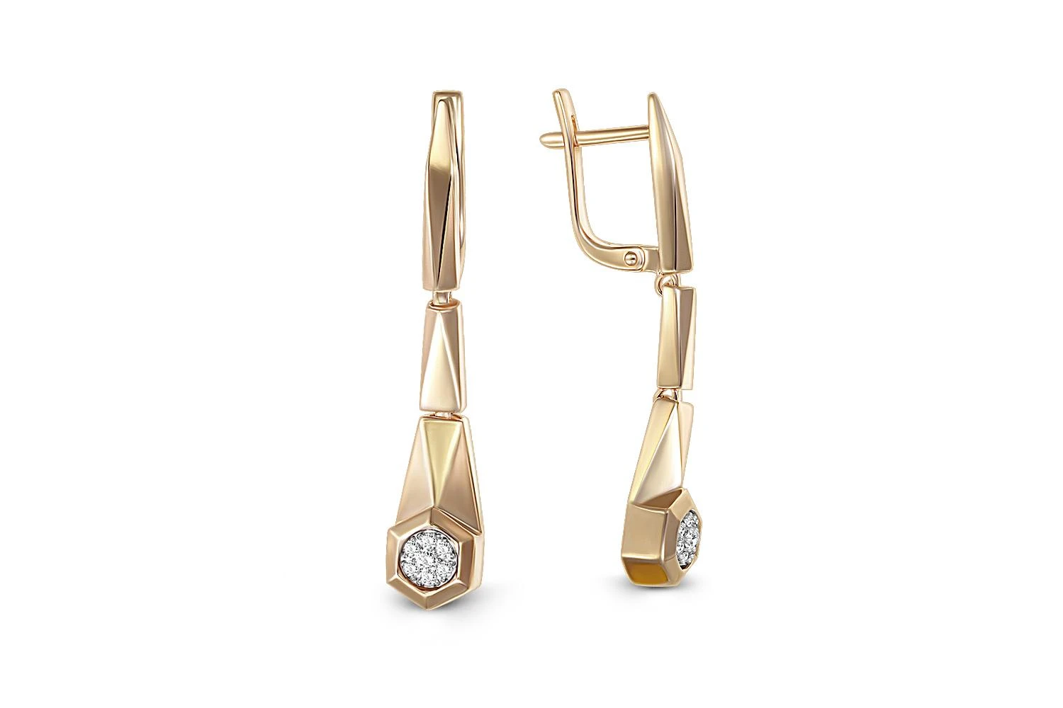 Серьги Малинки из жёлтого золота с 14 бриллиантами