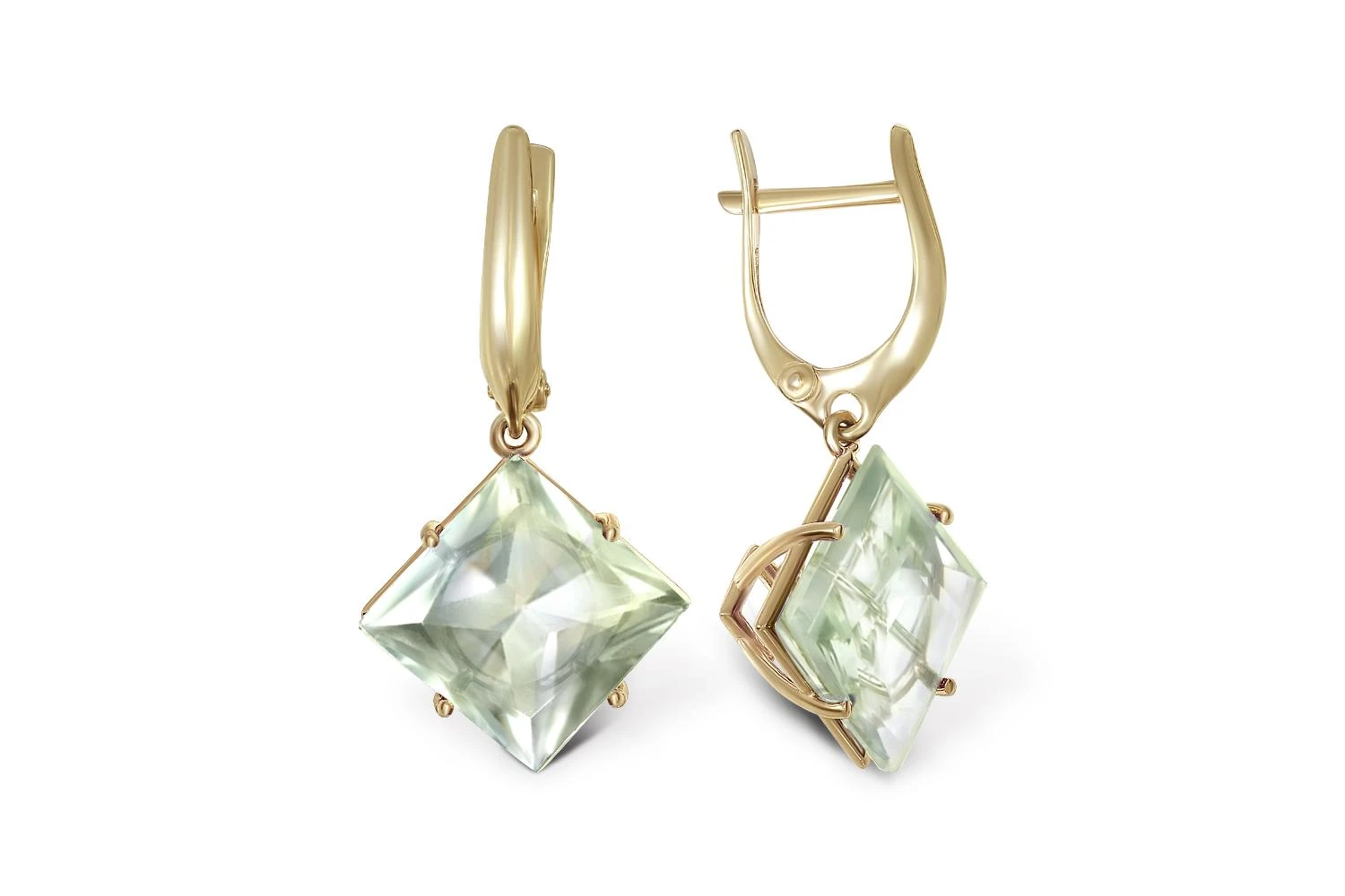 Серьги из жёлтого золота с 2 аметистами