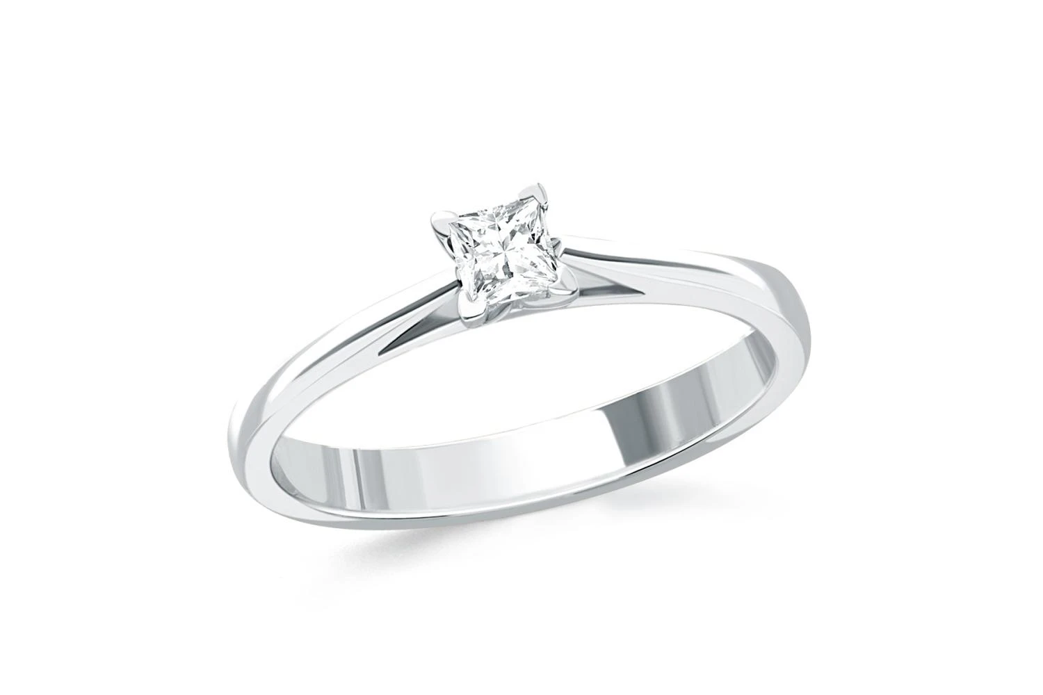 Кольцо из белого золота с выращенным бриллиантом