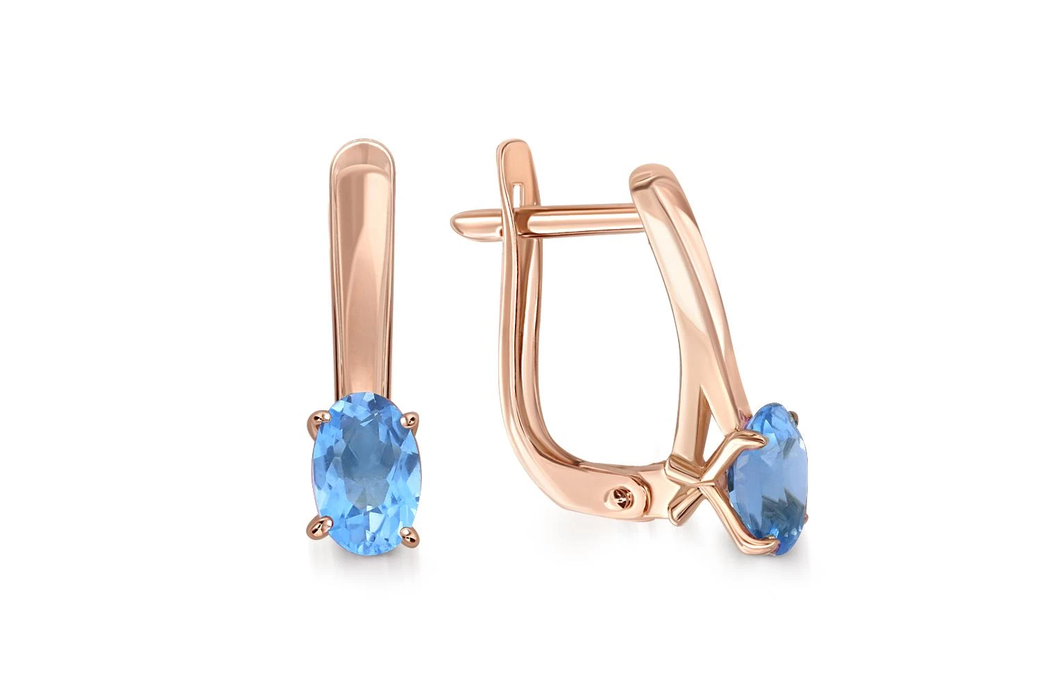 Серьги из красного золота с 2 топазами swiss