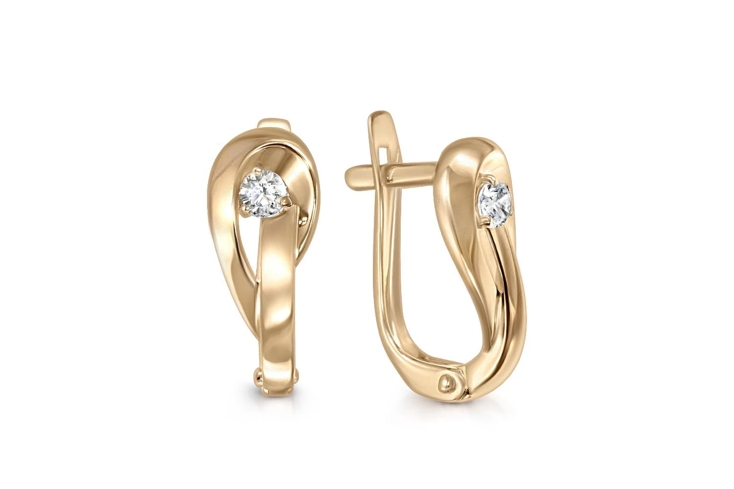 Серьги из жёлтого золота с 2 фианитами