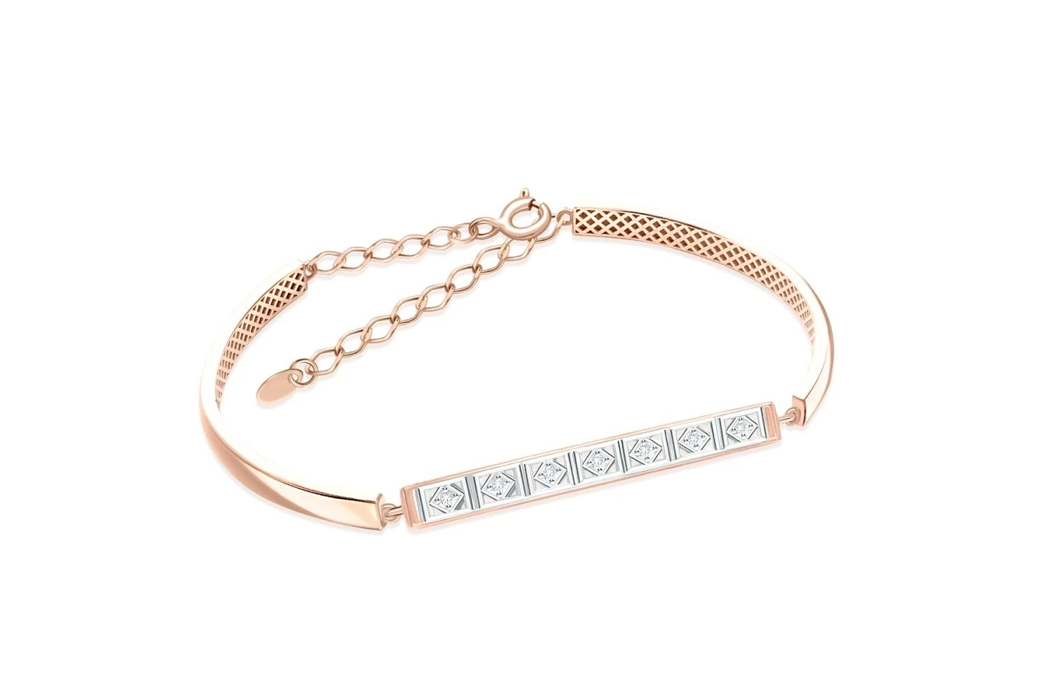 Браслет из красного золота с 7 фианитами