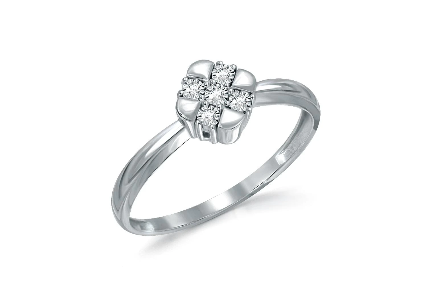 Кольцо из белого золота с 5 бриллиантами