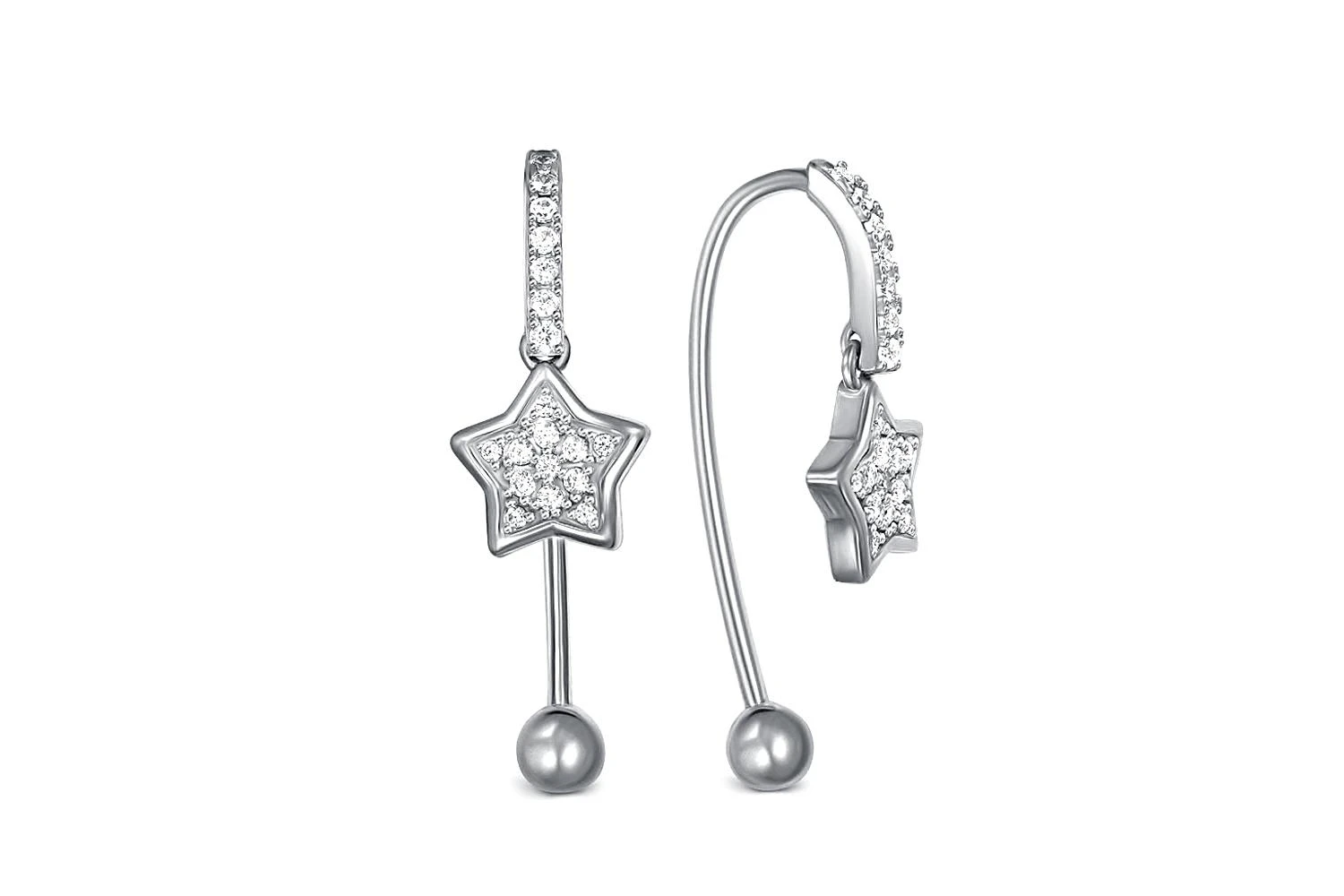 Серьги из белого золота с 38 фианитами