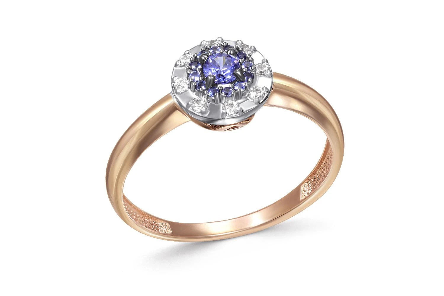 Кольцо из красного золота с 21 фианитами