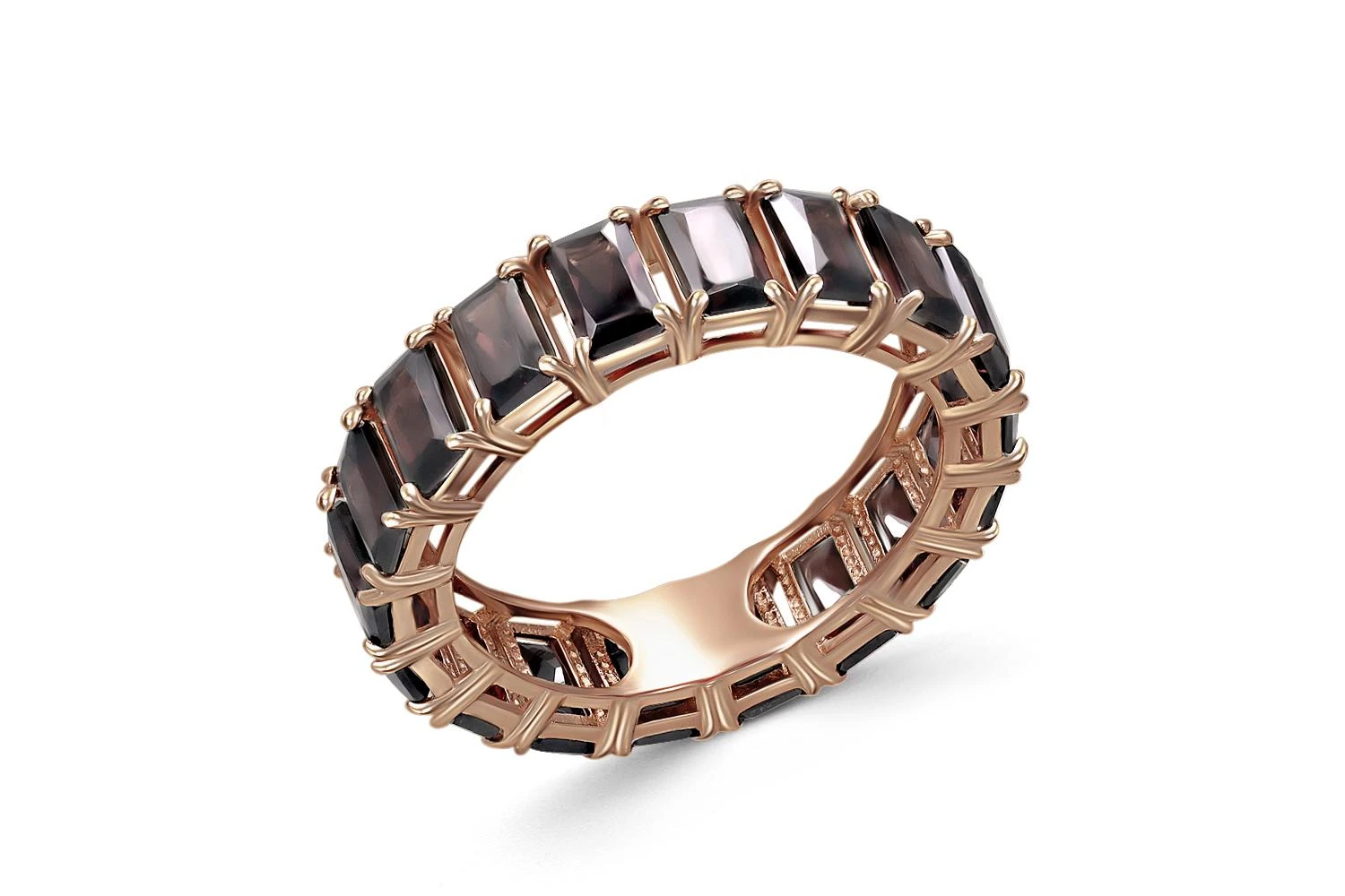 Кольцо Дорожка из красного золота с 20 раухтопазами