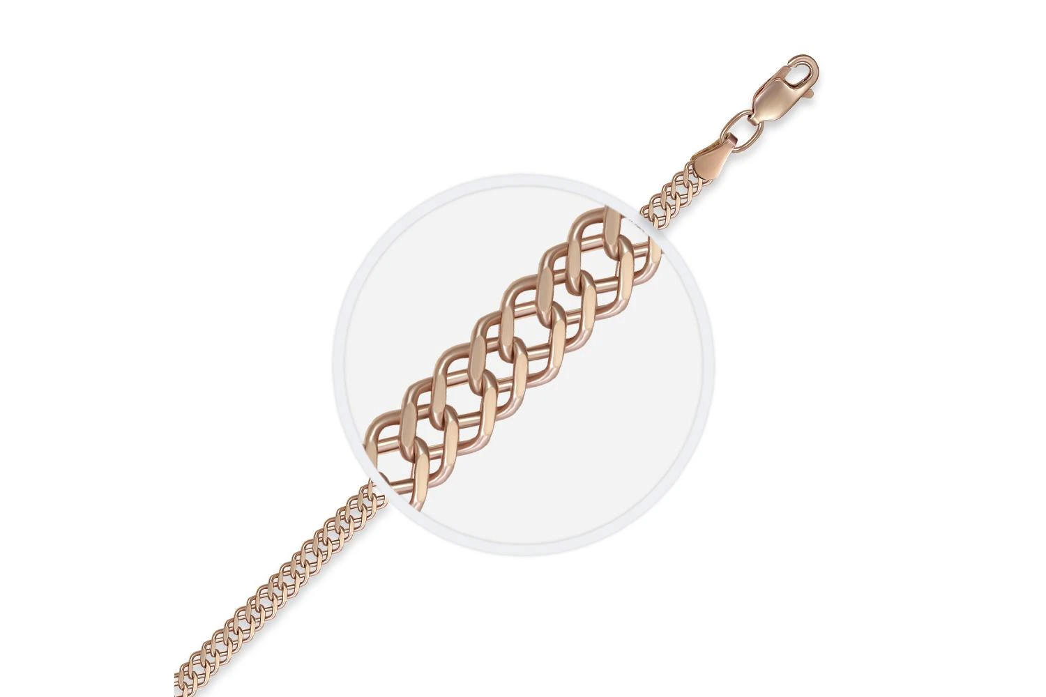 Цепь плетение двойной ромб ⌀ нити 0,80 мм  из красного золота