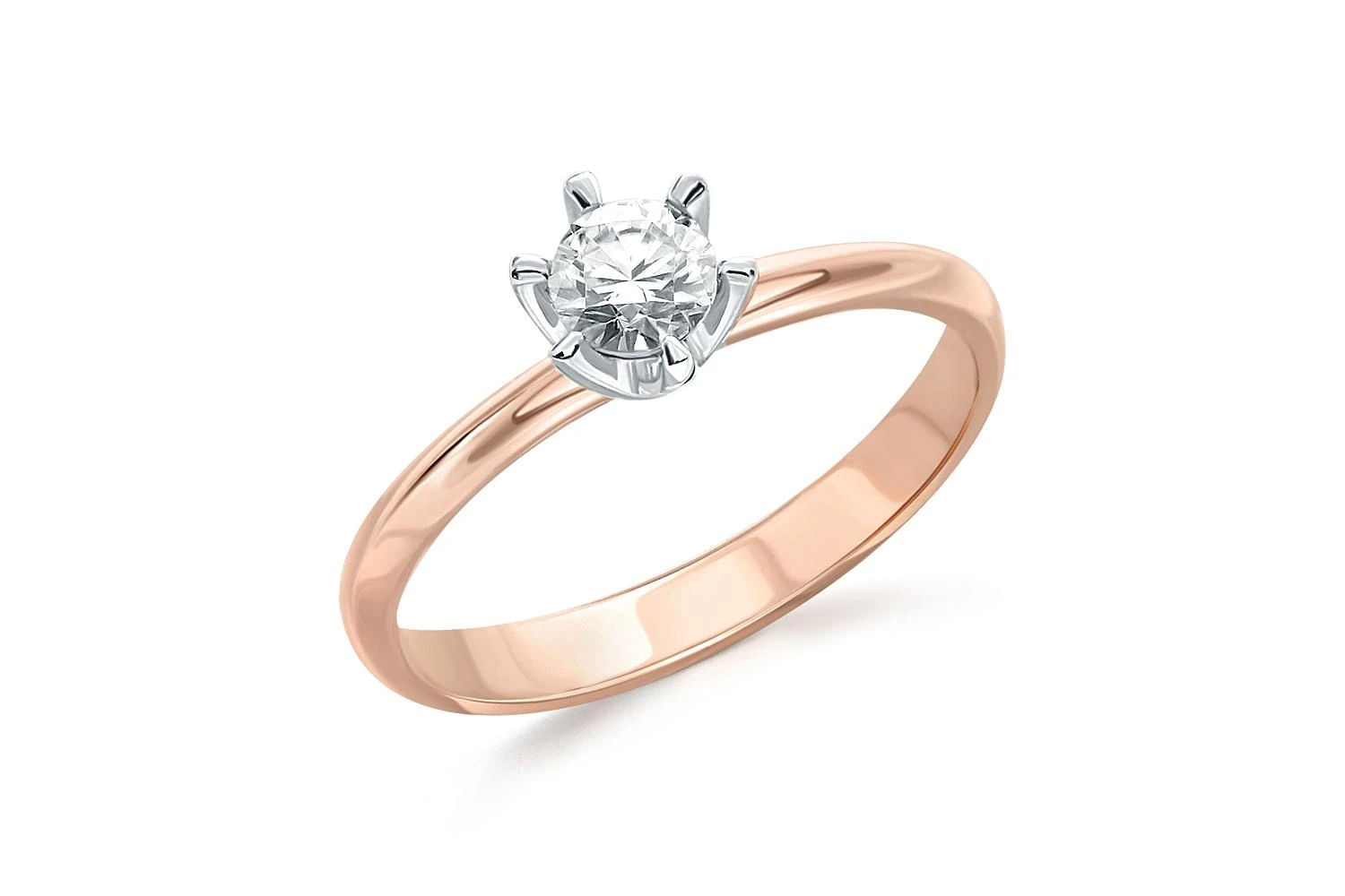 Кольцо из красного золота с бриллиантом