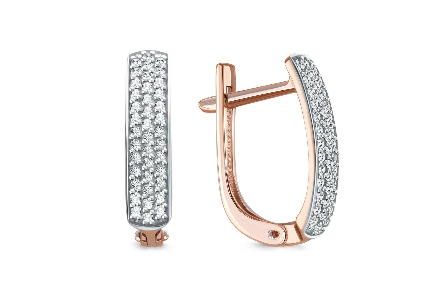 Серьги Дорожки из красного золота с 80 бриллиантами