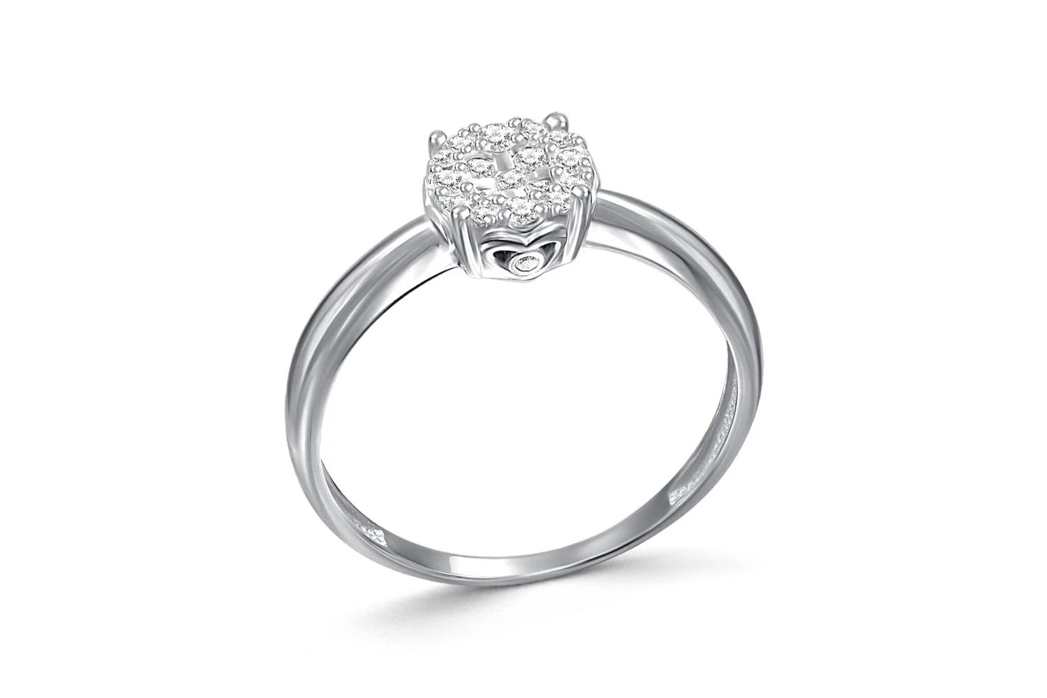 Кольцо из белого золота с 19 бриллиантами