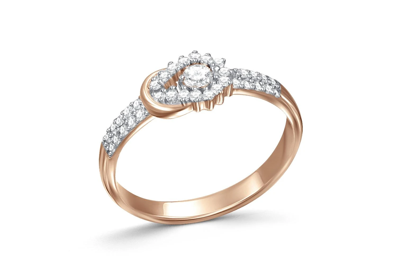 Кольцо из красного золота с 36 бриллиантами