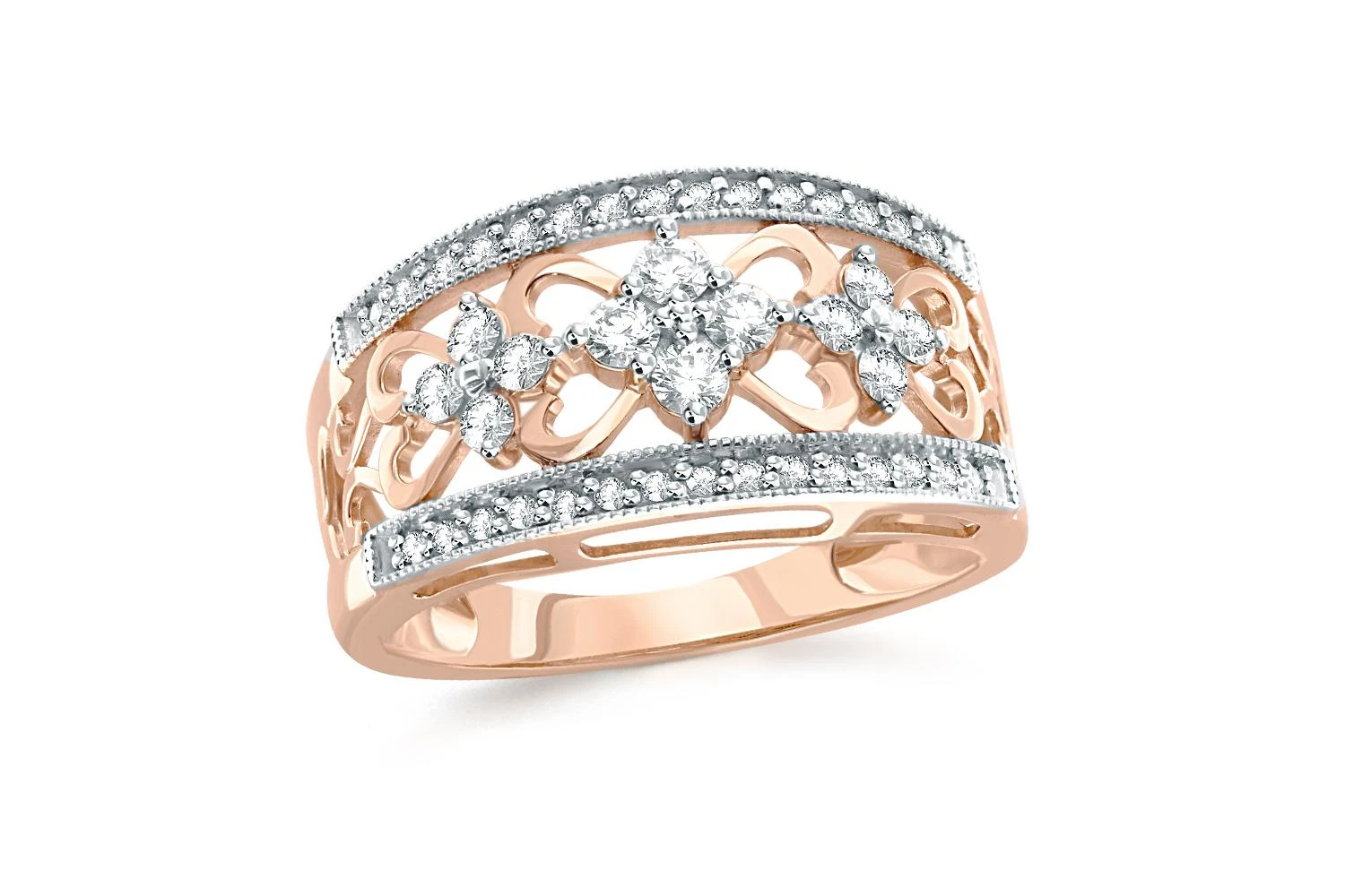 Кольцо из красного золота с 42 фианитами