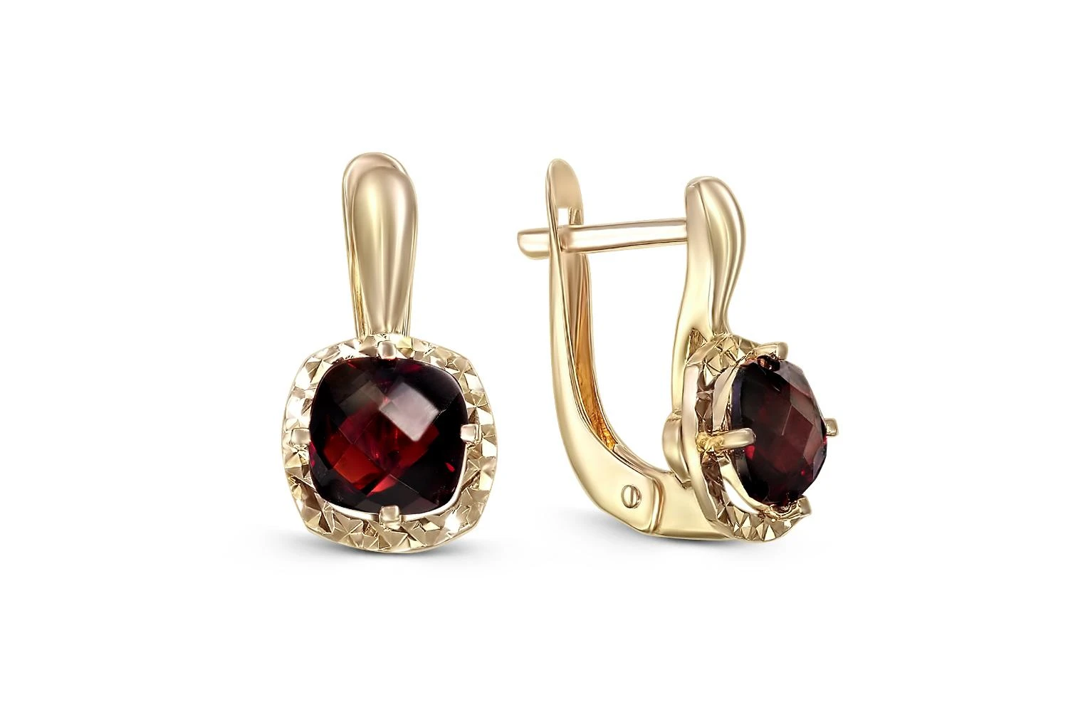Серьги из жёлтого золота с 2 гранатами