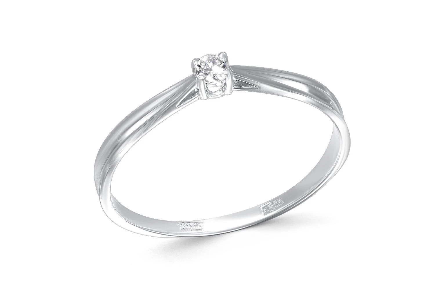 Кольцо из белого золота с фианитом