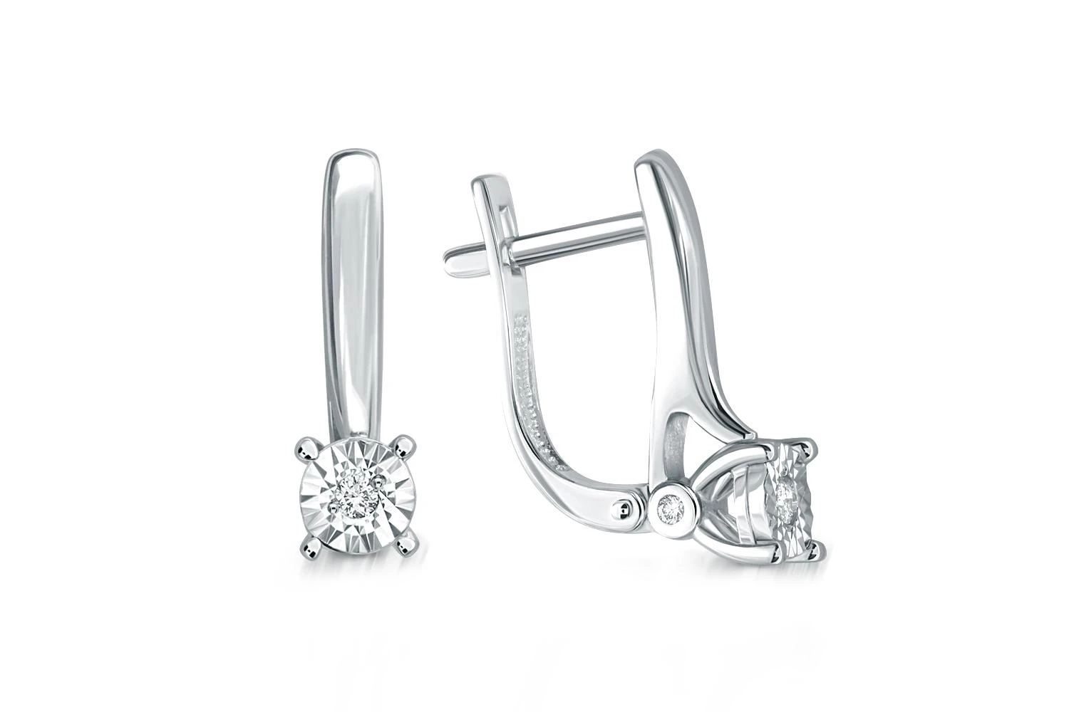 Серьги из белого золота с 6 бриллиантами