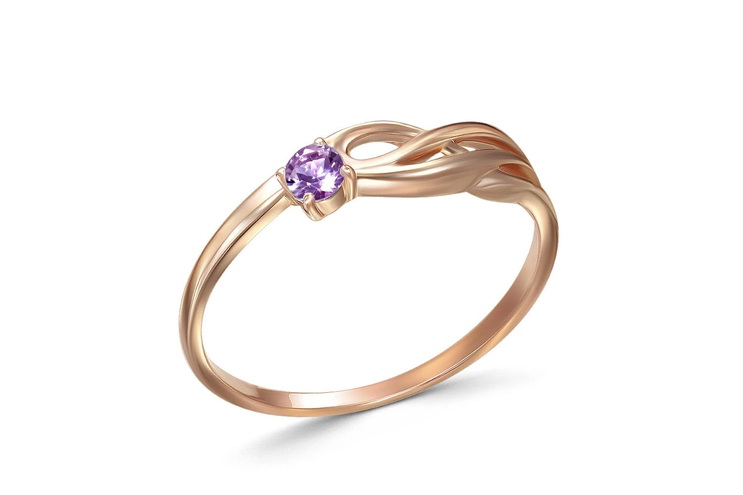 Кольцо из красного золота с аметистом