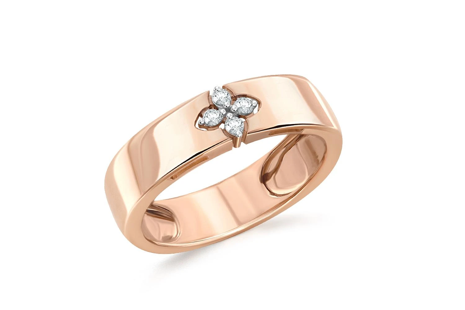 Кольцо Цветок из красного золота с 4 фианитами