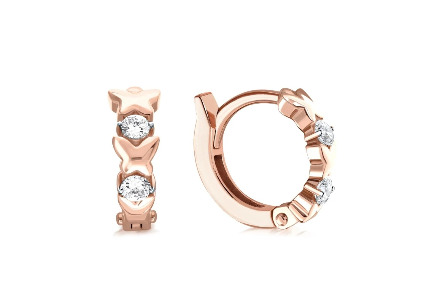 Серьги из красного золота с 4 фианитами