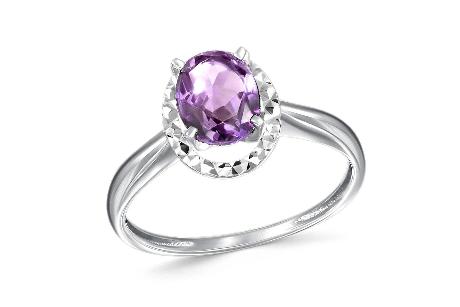 Кольцо из белого золота с аметистом