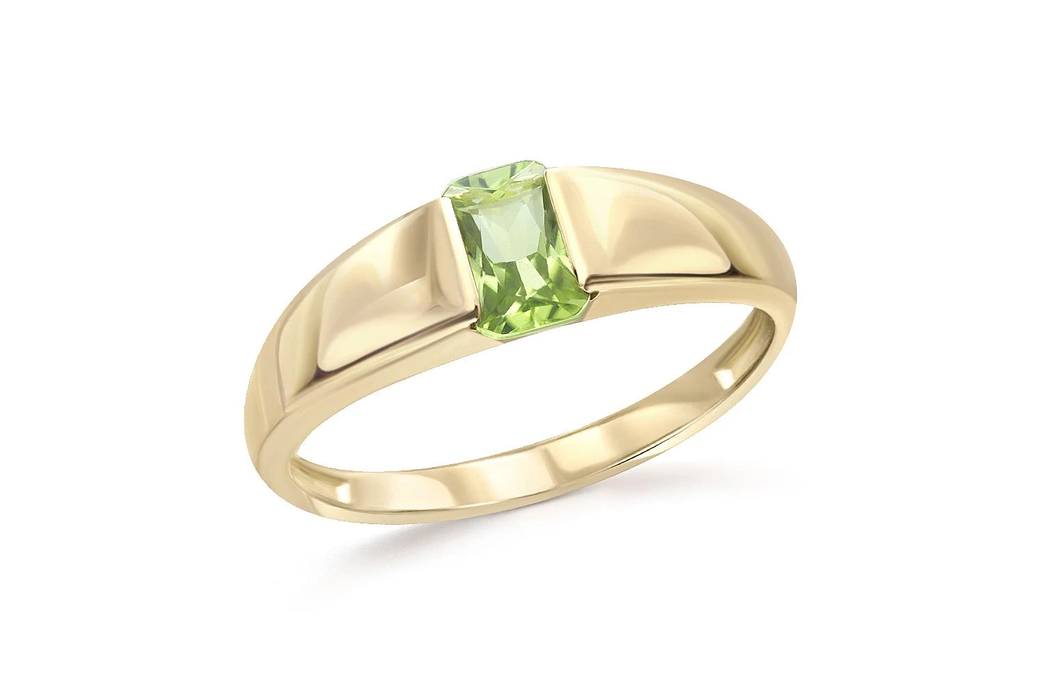 Кольцо из жёлтого золота с хризолитом