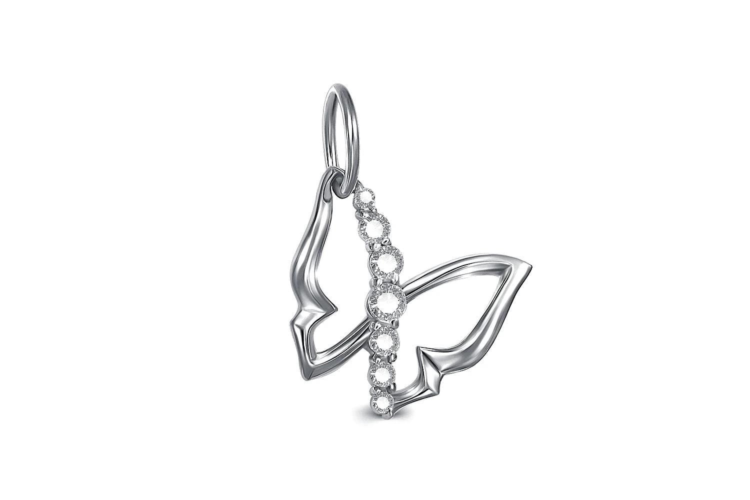 Подвеска Бабочка из белого золота с 7 фианитами