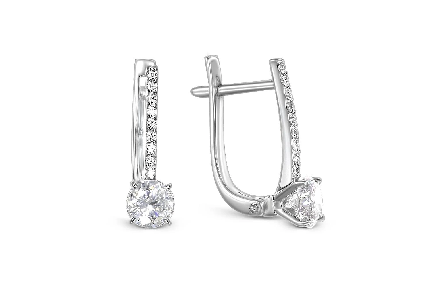 Серьги из белого золота с 20 фианитами