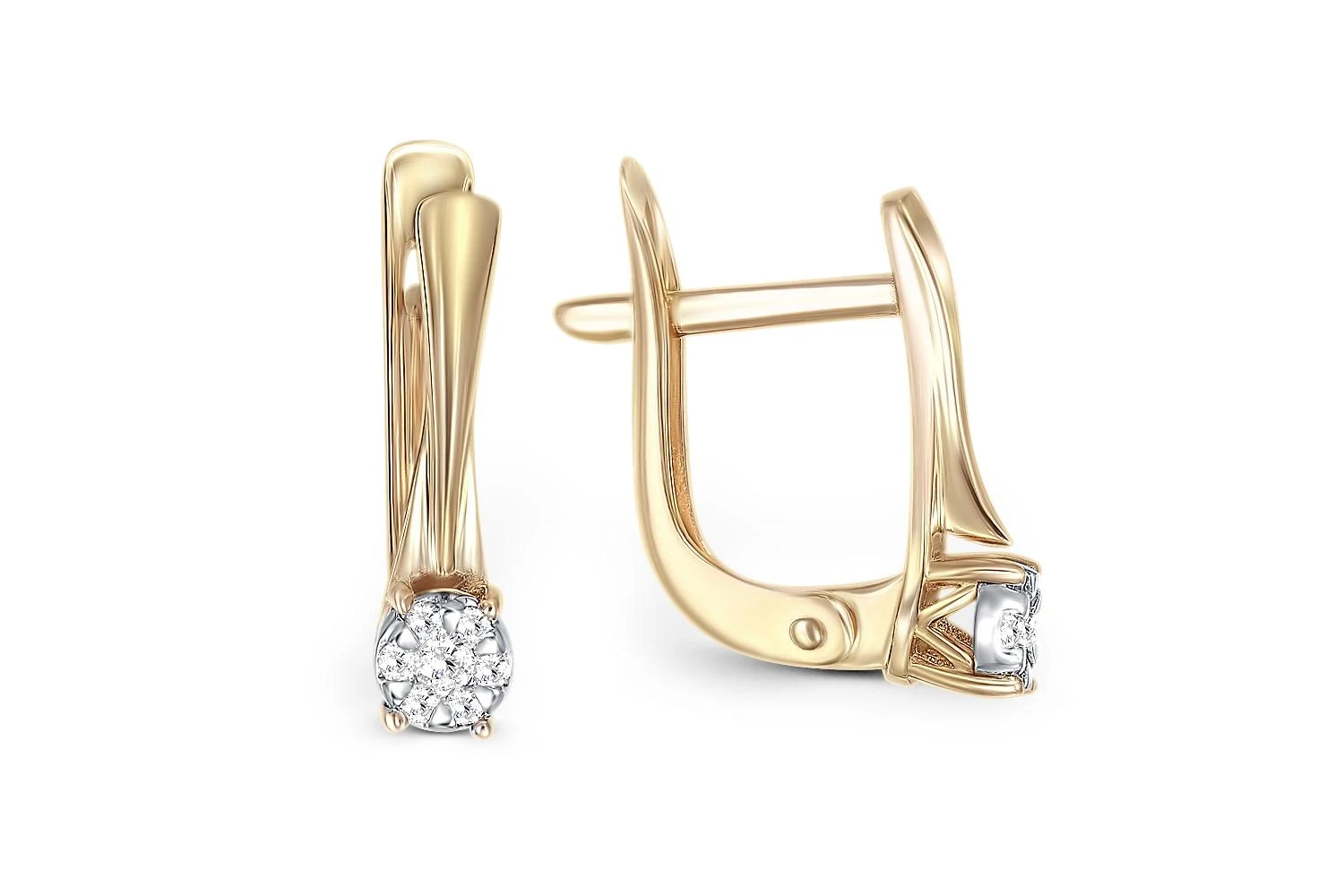 Серьги Малинки из жёлтого золота с 14 бриллиантами