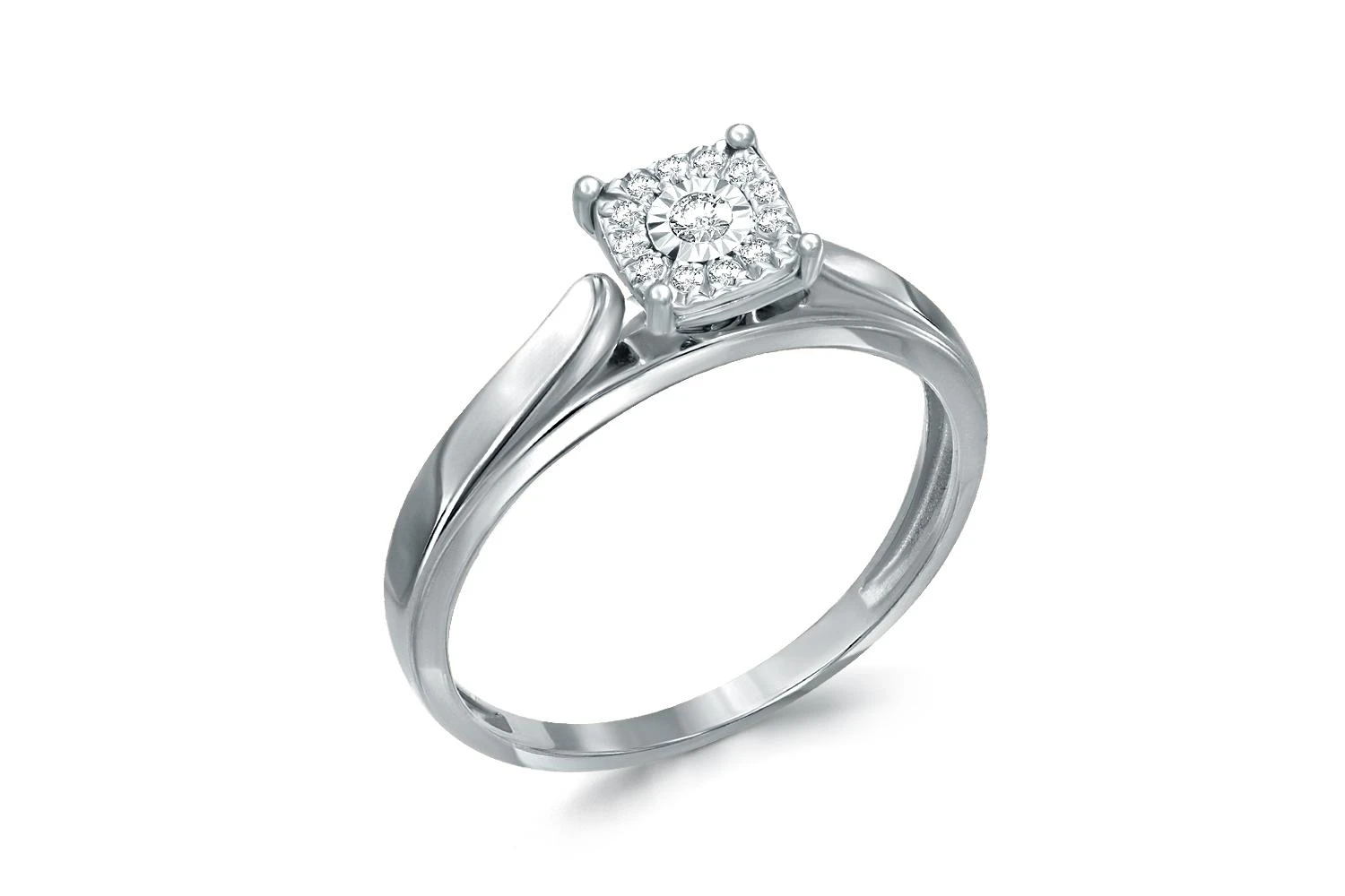 Кольцо из белого золота с 13 бриллиантами