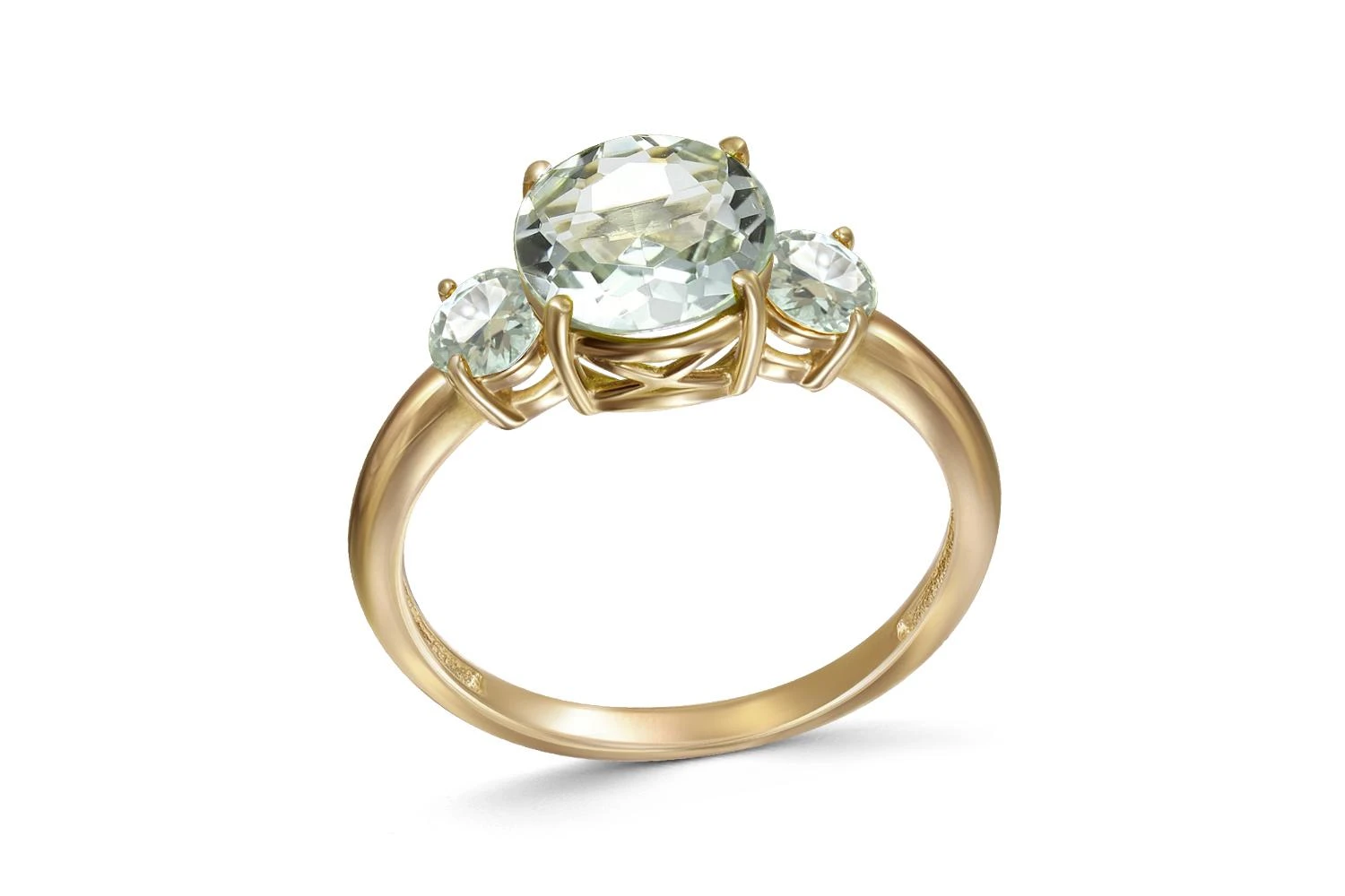 Кольцо из жёлтого золота с 3 аметистами