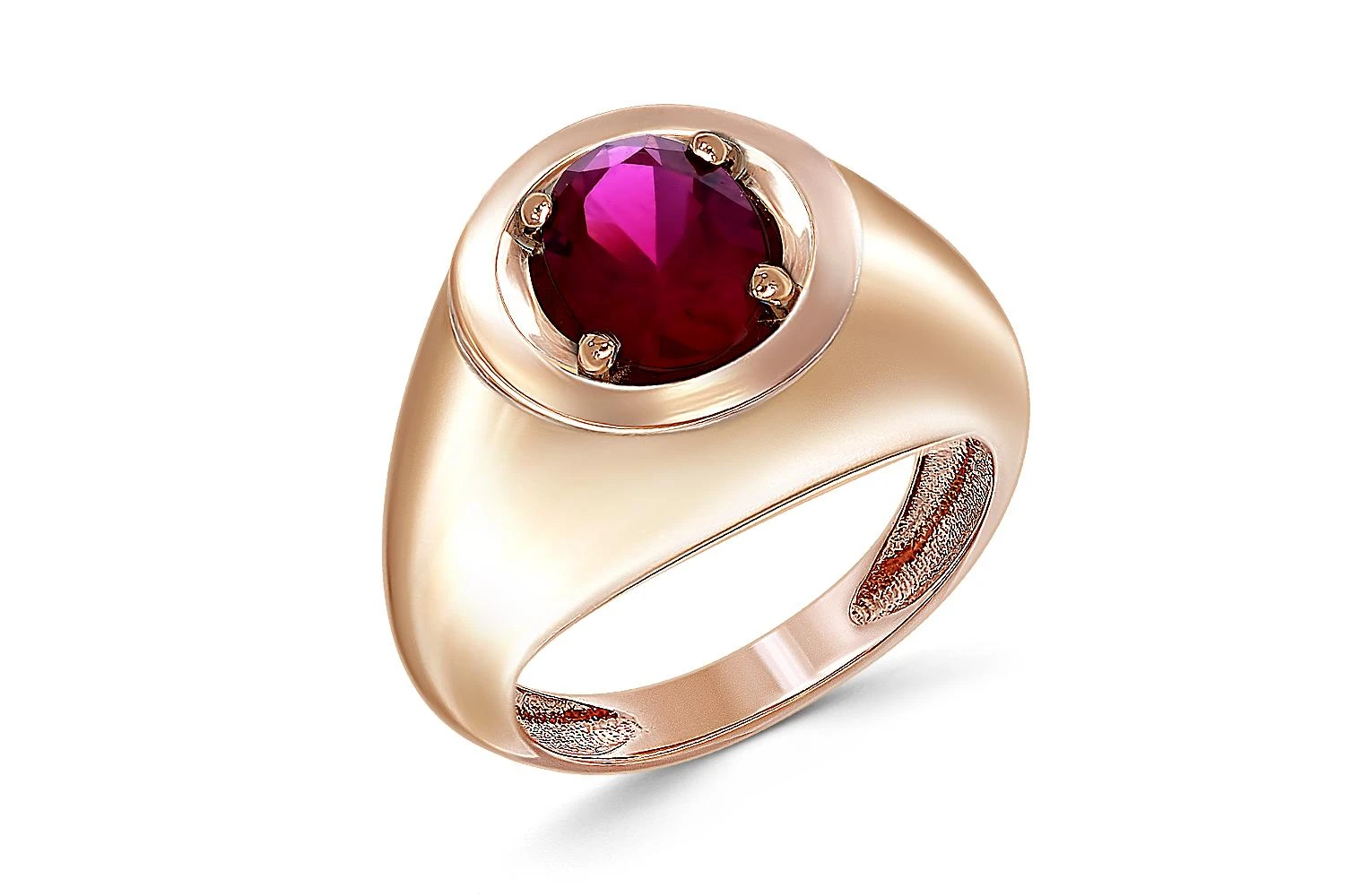 Кольцо из красного золота с корундом