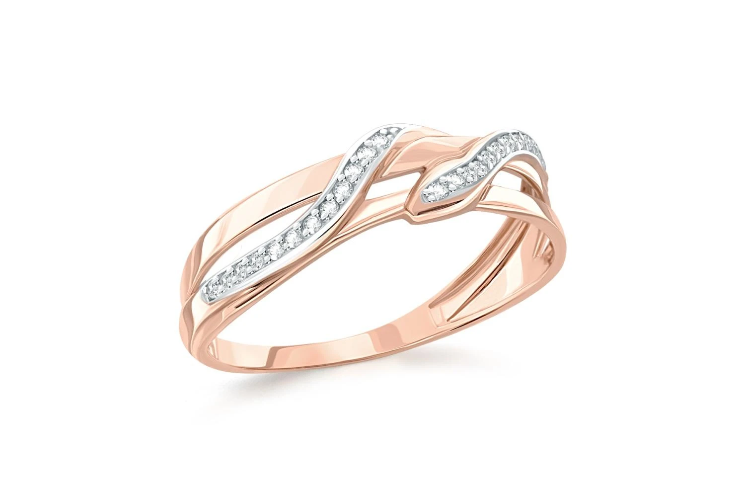 Кольцо Змея из красного золота с 26 бриллиантами