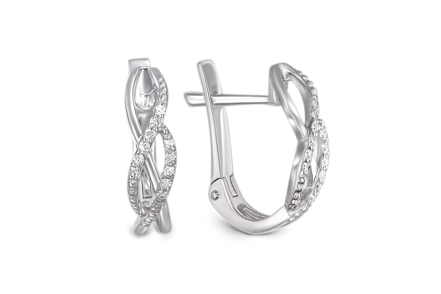 Серьги Дорожки из белого золота с 24 бриллиантами