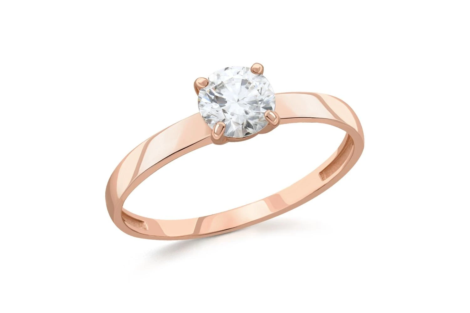 Кольцо из красного золота с муассанитом