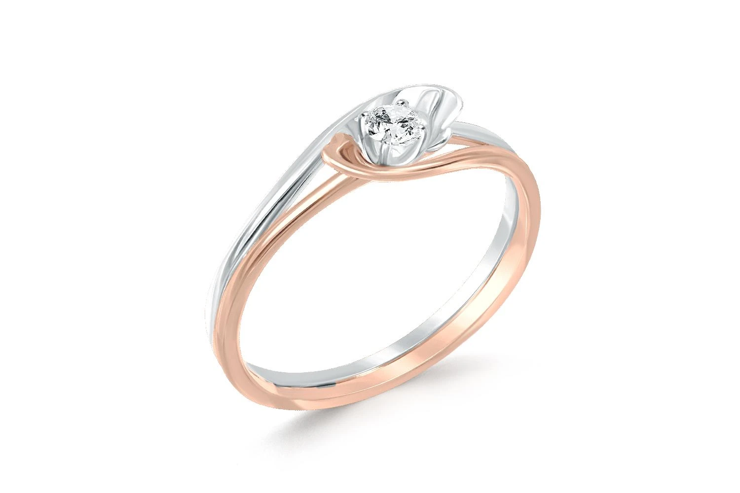 Кольцо из красного золота с бриллиантом