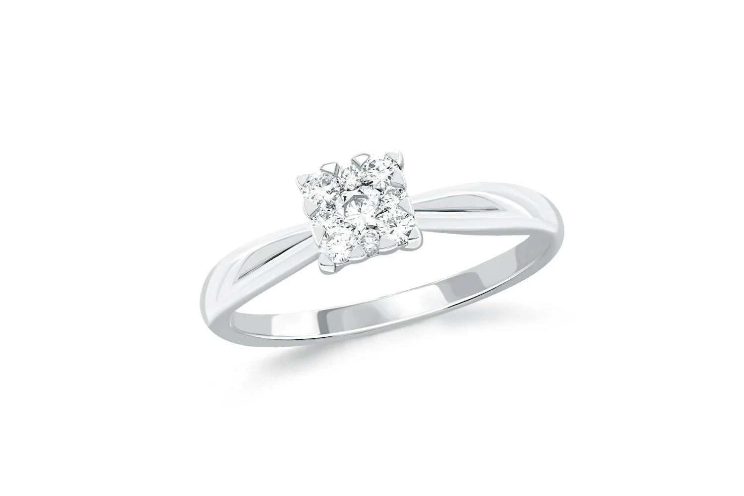 Кольцо из белого золота с 9 бриллиантами