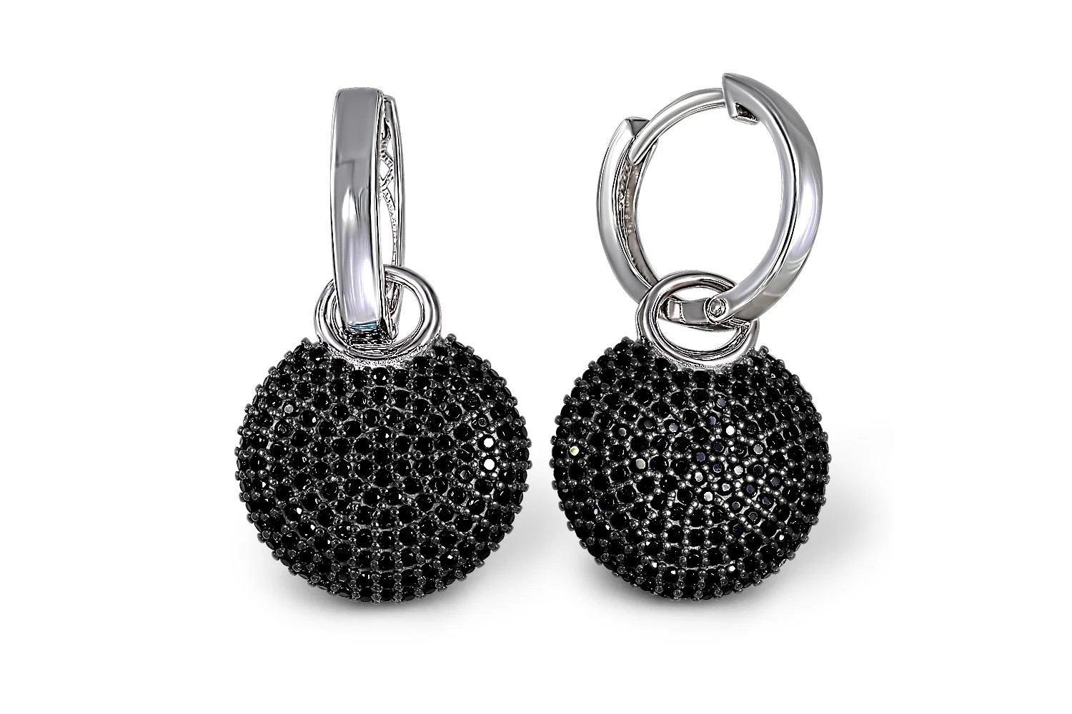 Серьги-трансформеры из белого золота с 304 фианитами