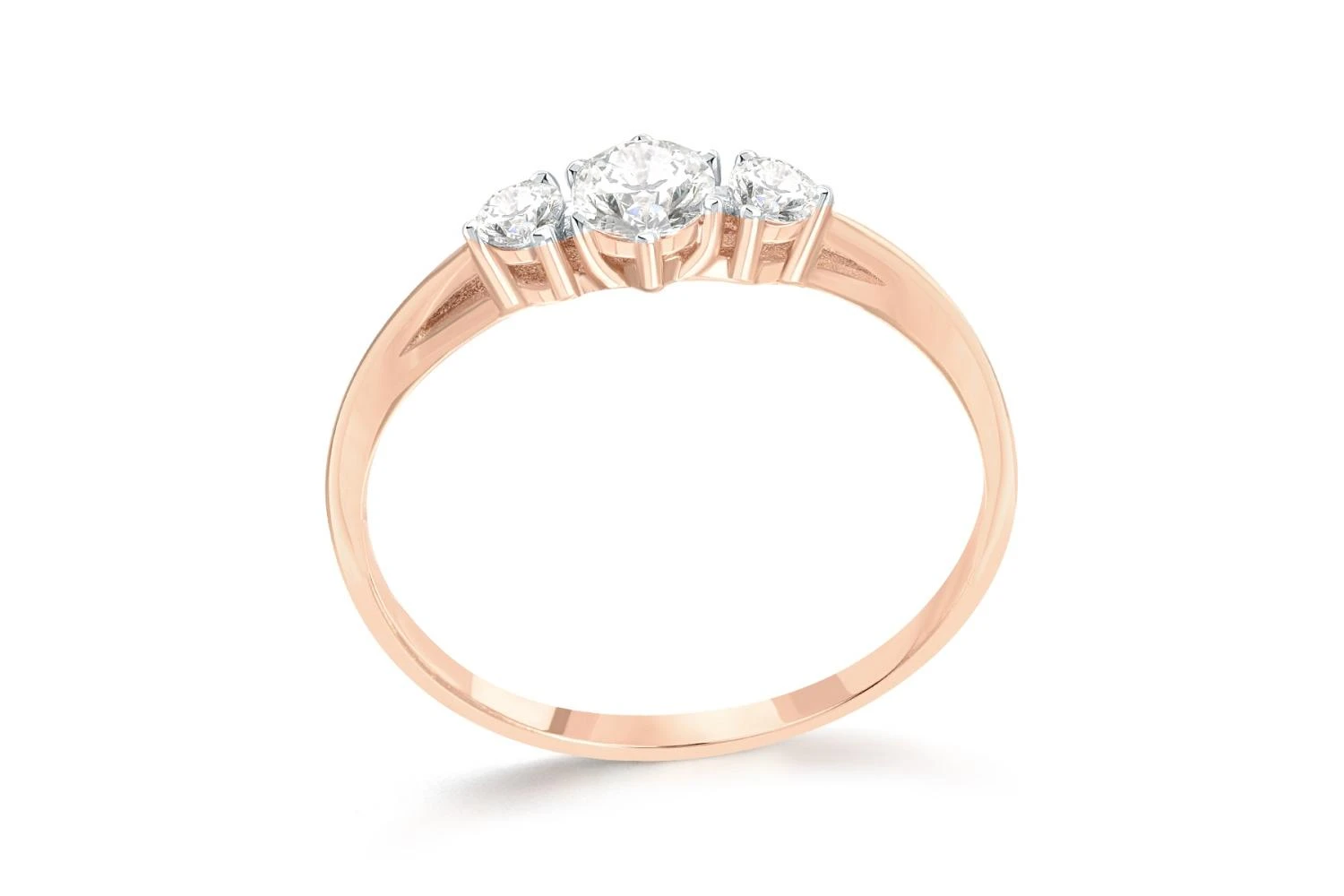 Кольцо из красного золота с 3 бриллиантами