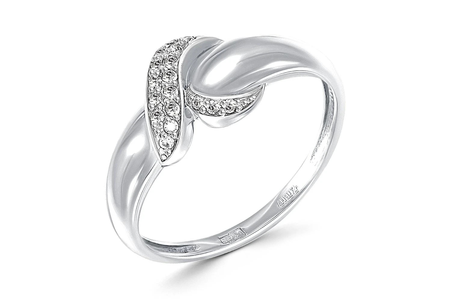 Кольцо из белого золота с 17 фианитами