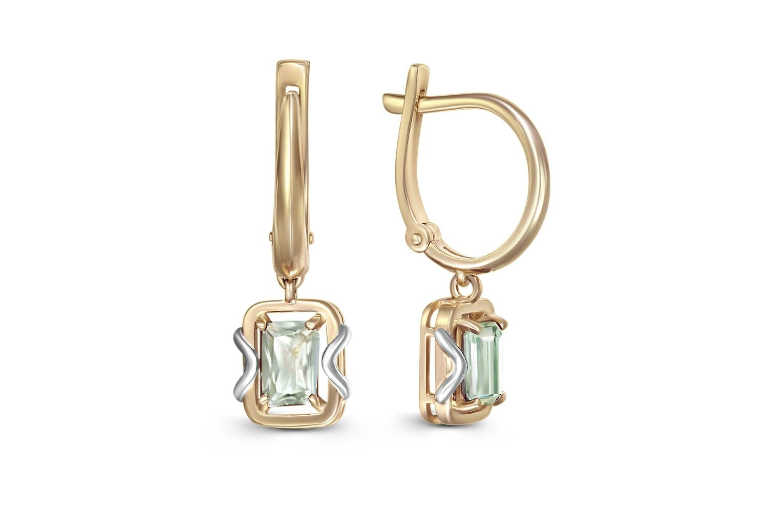 Серьги из жёлтого золота с 2 аметистами