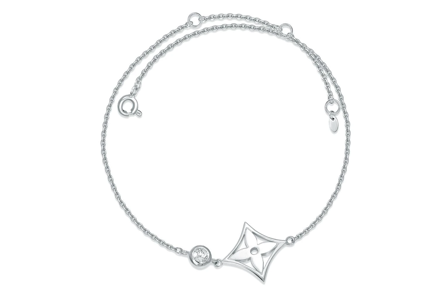 Колье Клевер из белого золота с фианитом