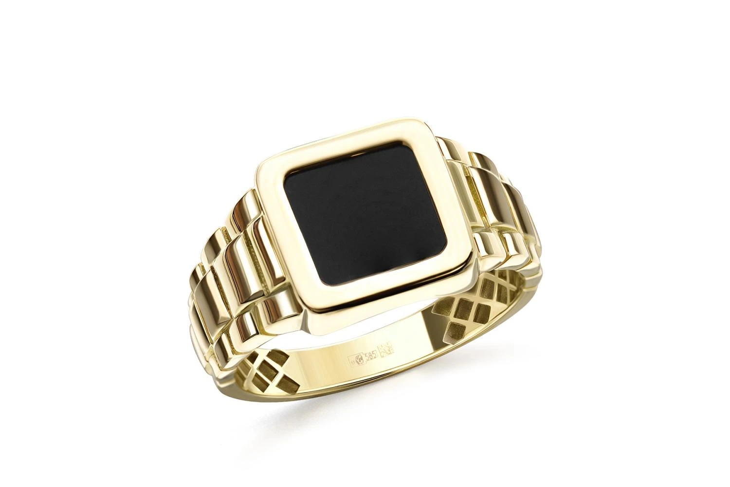 Печатка из жёлтого золота с ониксом