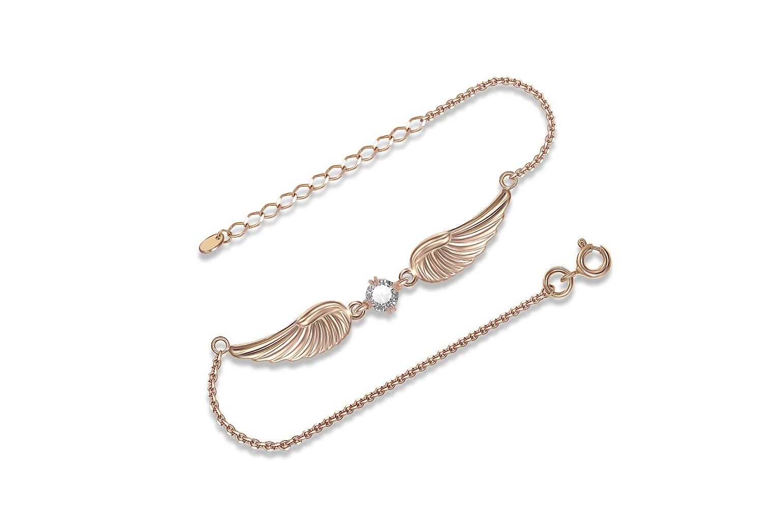 Браслет Крыло из красного золота с фианитом