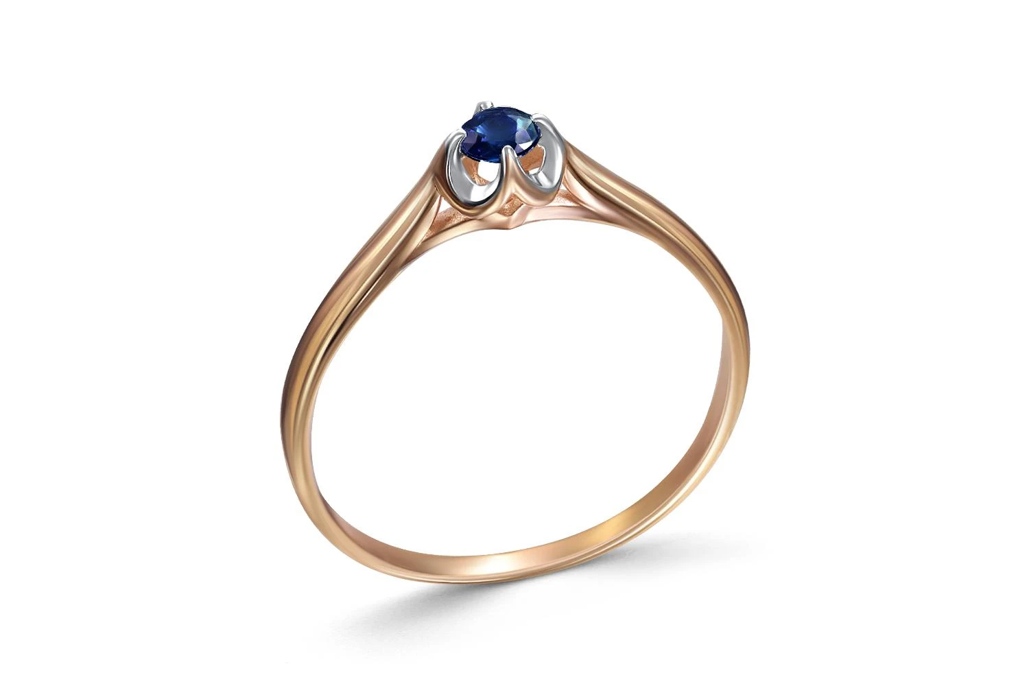 Кольцо из красного золота с сапфиром