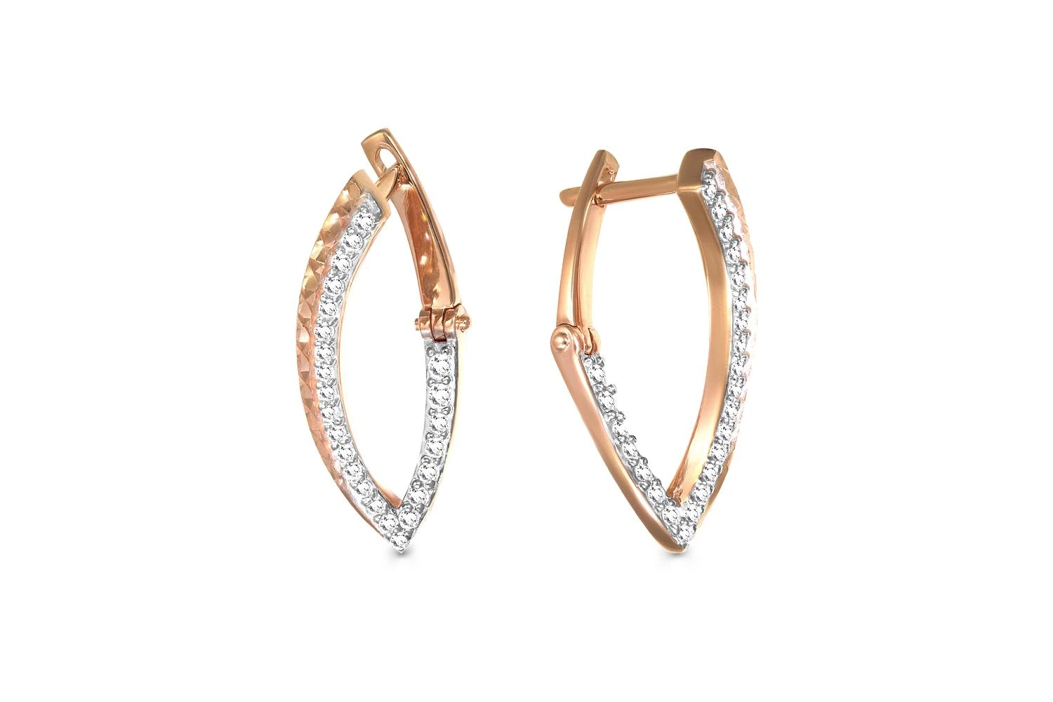 Серьги из красного золота с 48 фианитами