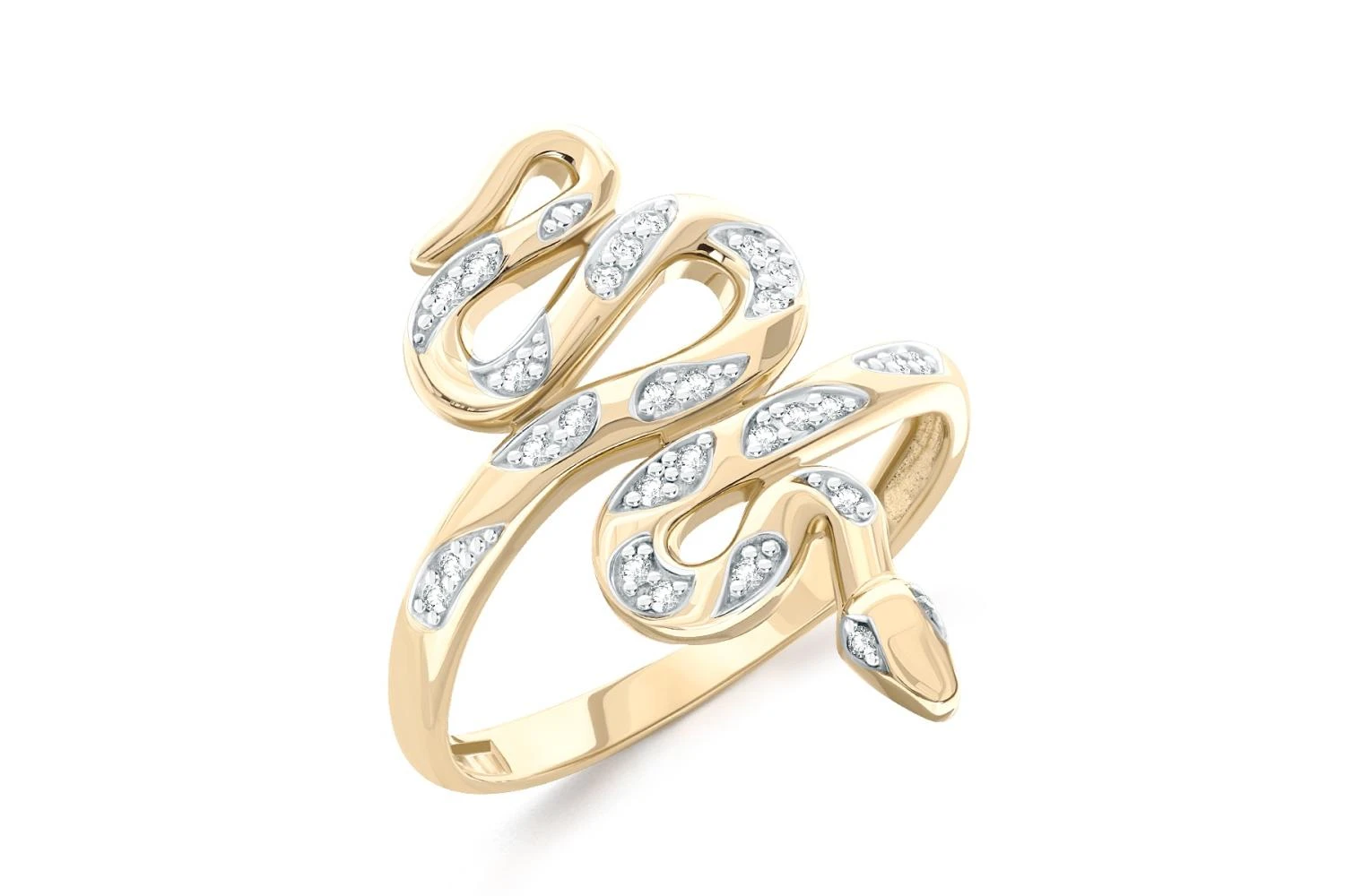 Кольцо Змея из жёлтого золота с 28 бриллиантами